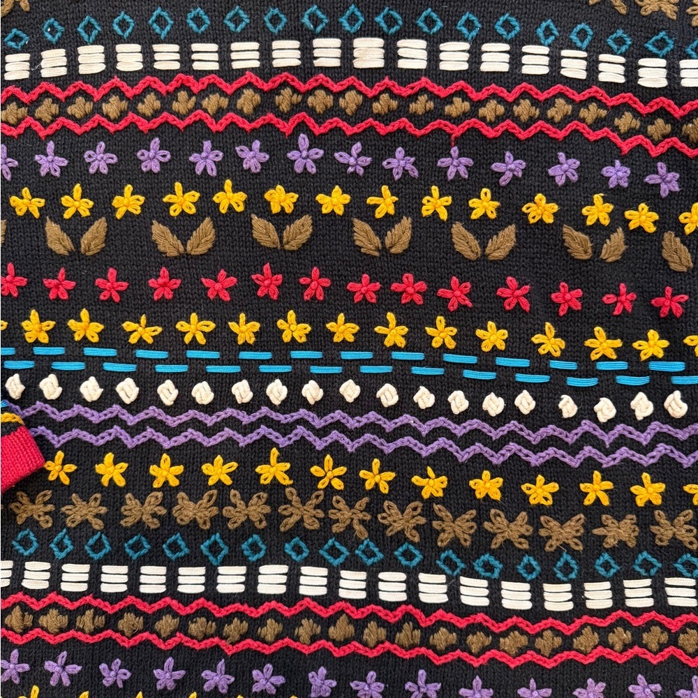 Vintage cotton ramie Embroidered spring sweater small to medium - Picture 9 of 13